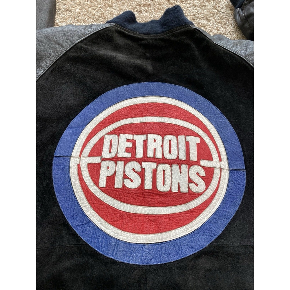 Vintage 90's‎ Starter Detroit Pistons NBA Leather Wool Varsity Jacket Men's XL - Picture 14 of 15